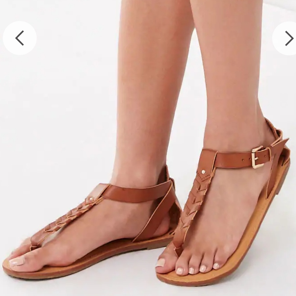 forever 21 brown leather ankle strap sandals